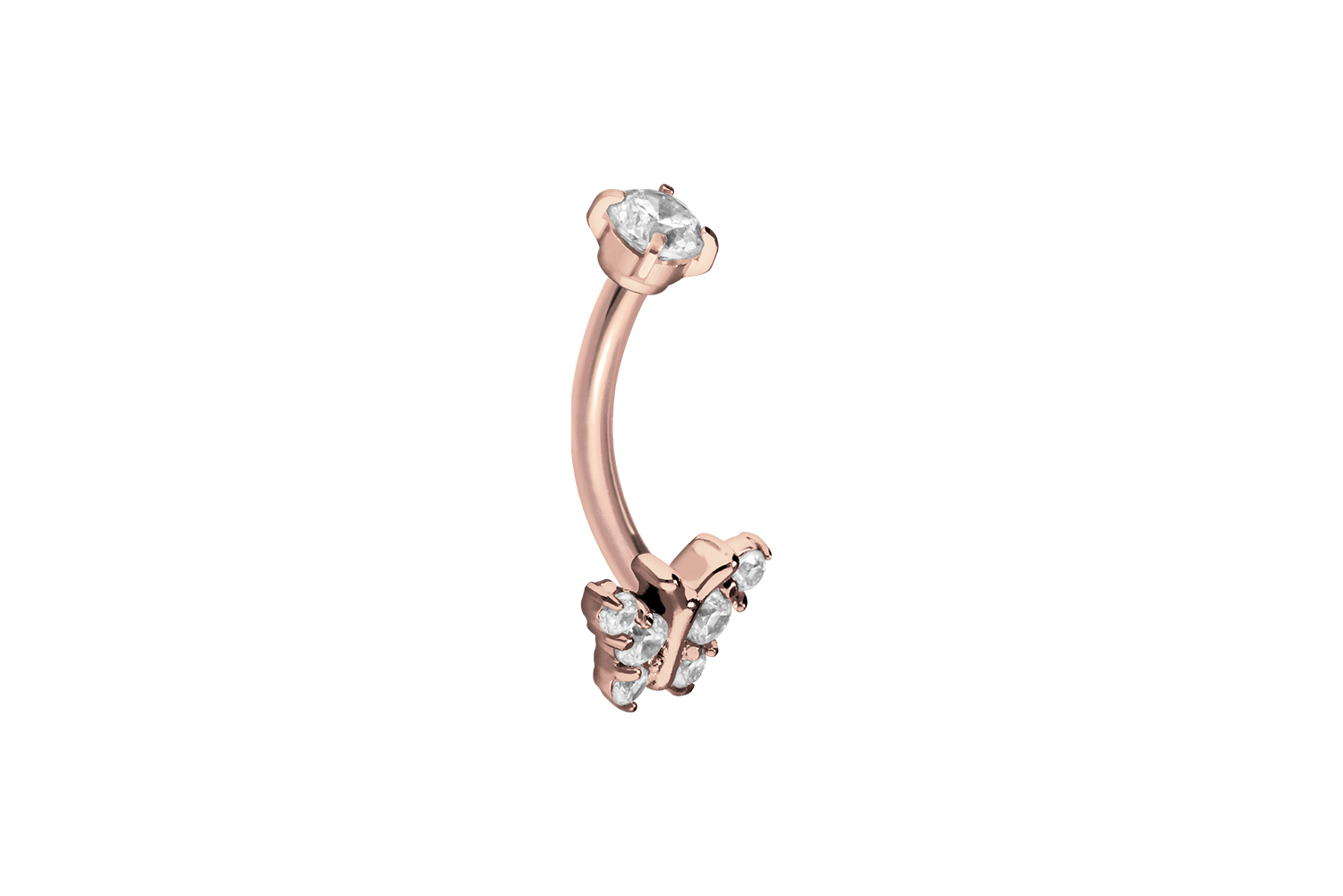 Titan Piercing Banane mit Push Fit KRISTALLSCHMETTERLING